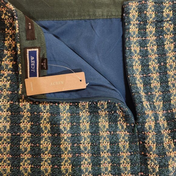 J.Crew Womens Tweed Pencil Skirt No. 2 Size 8 Plaid Wool Blend New With Tags - Picture 6 of 9